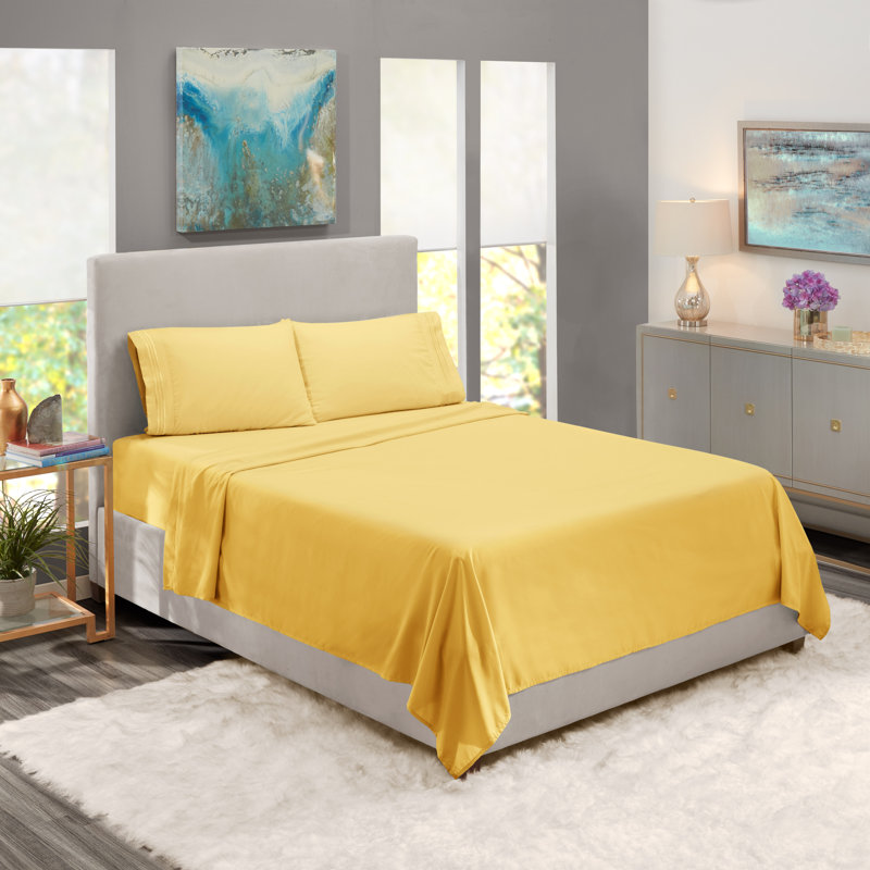  Ensemble de draps double brossé de luxe pour hôtel avec draps et taies d'oreiller très doux, Grand / véhicule récréatif