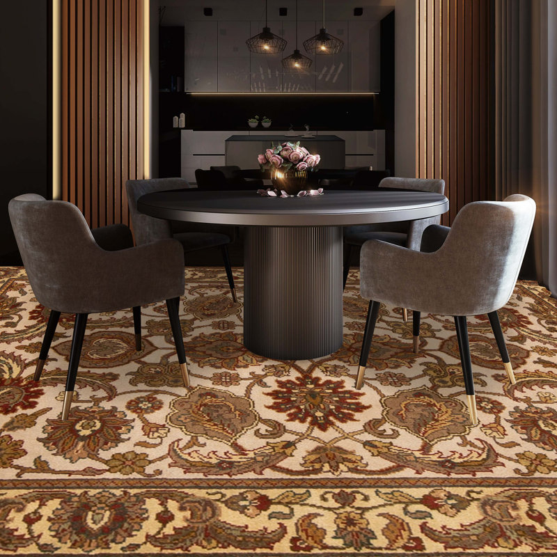 Hand-Knotted High-Quality Ivory and Gold Area Rug