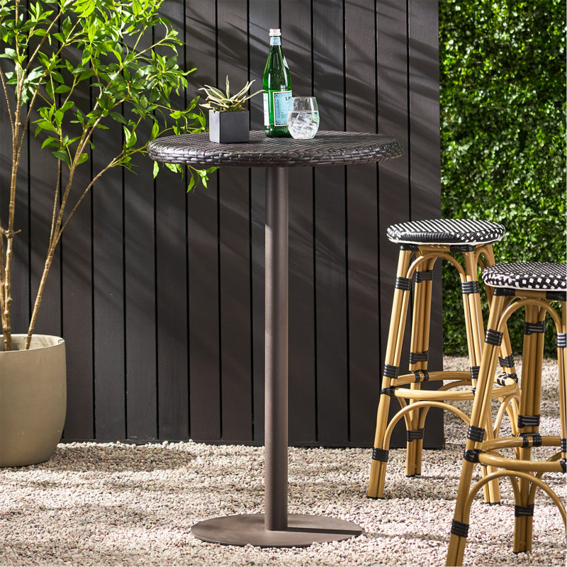 Table de bar d'extérieur ronde en rotin de 26 po Pe, Multibrown