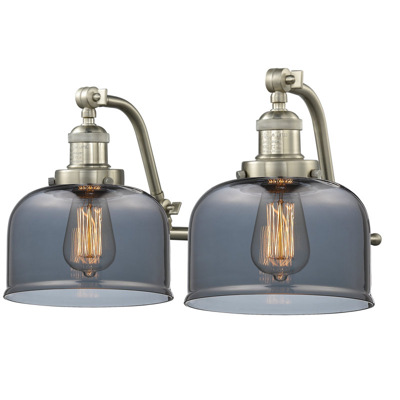 Bonomo 2 - Light Dimmable Vanity Light, Brushed Satin Nickel, 3 W LED Vintage Dimmable Bulb, Plated Smoked