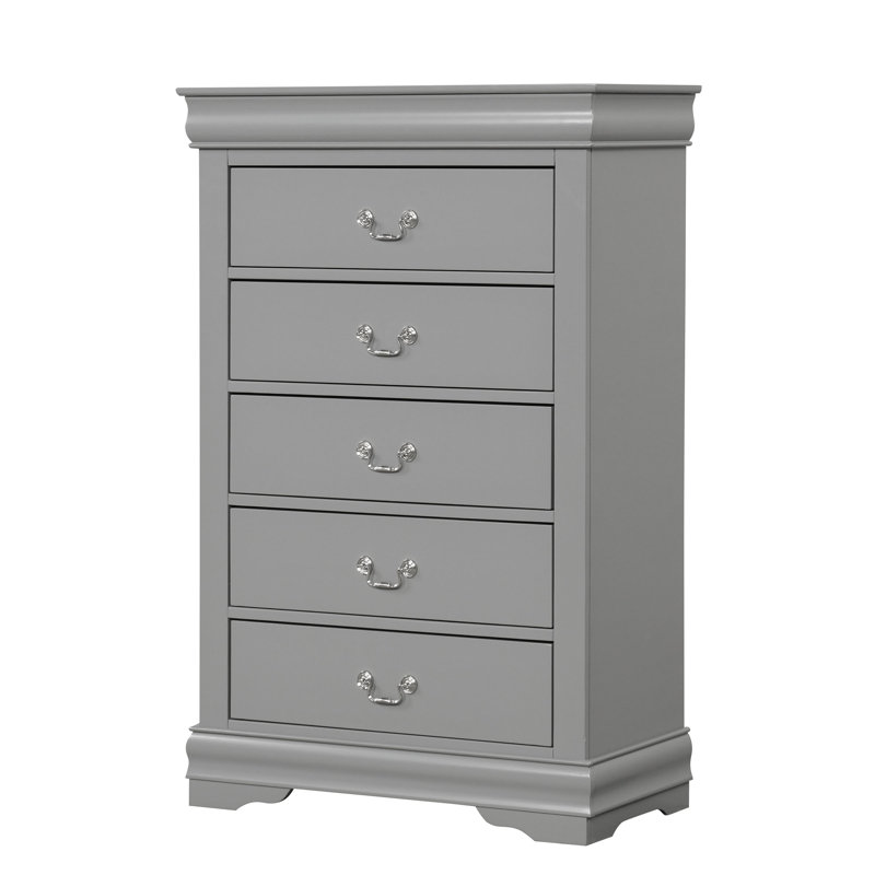 Emelinda 5-Drawer Chest, Gray