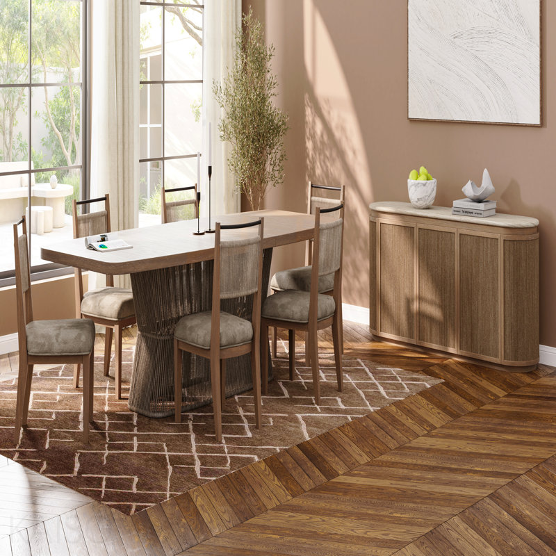 Dining Table - Toffe With Rope Base