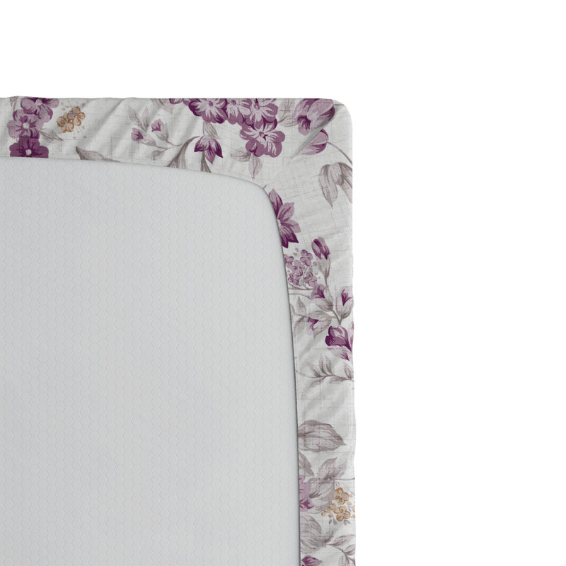 Drap-housse floral Ambesonne, Prune, amande pâle, vert / floral, Drap-housse de taille double