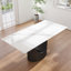 Table de salle à manger rectangulaire moderne en pierre frittée avec base piédestal