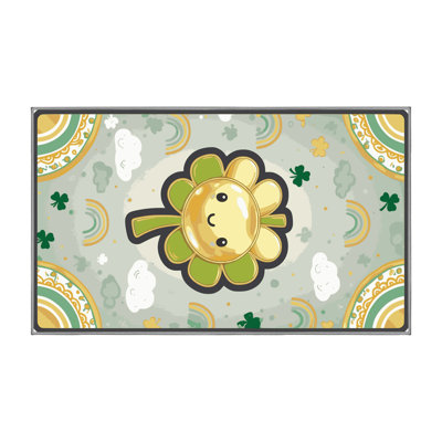 The Holiday Aisle® Washable Saint Patrick's Day Clover Leprechaun Holiday Rug