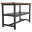 Table de salle à manger de 71 po avec tablette inférieure et plateau en bois aggloméré texturé noir-1446839259