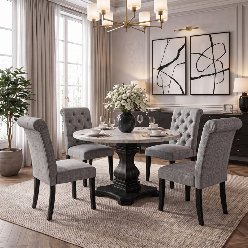 Julian 4-Person Dining Table Set, Light Gray