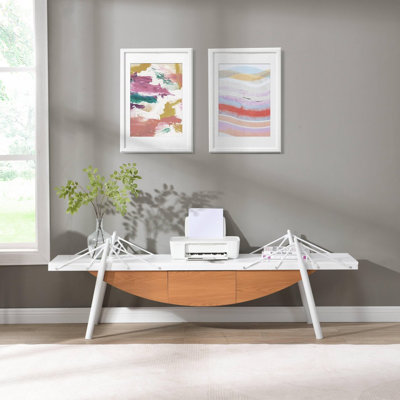 Meuble télé en forme de voilier, centre de divertissement moderne de 70,87 pouces avec tiroir, console multimédia en bois aggloméré, conception nautique unique, support en métal robuste, armoire de rangement pour le salon et le bureau
