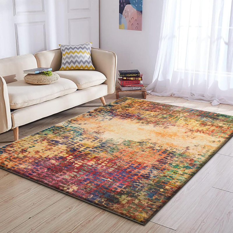 Soft Cashmere Feel Area Rug – Non Slip Low Pile Living Room & Bedroom Carpet, Machine Washable, Rectangle 40 x 60 cm