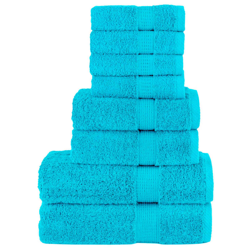 Premium Towel Set SOLUND 600 Gsm, Turquoise, 8 Piece Towel Set