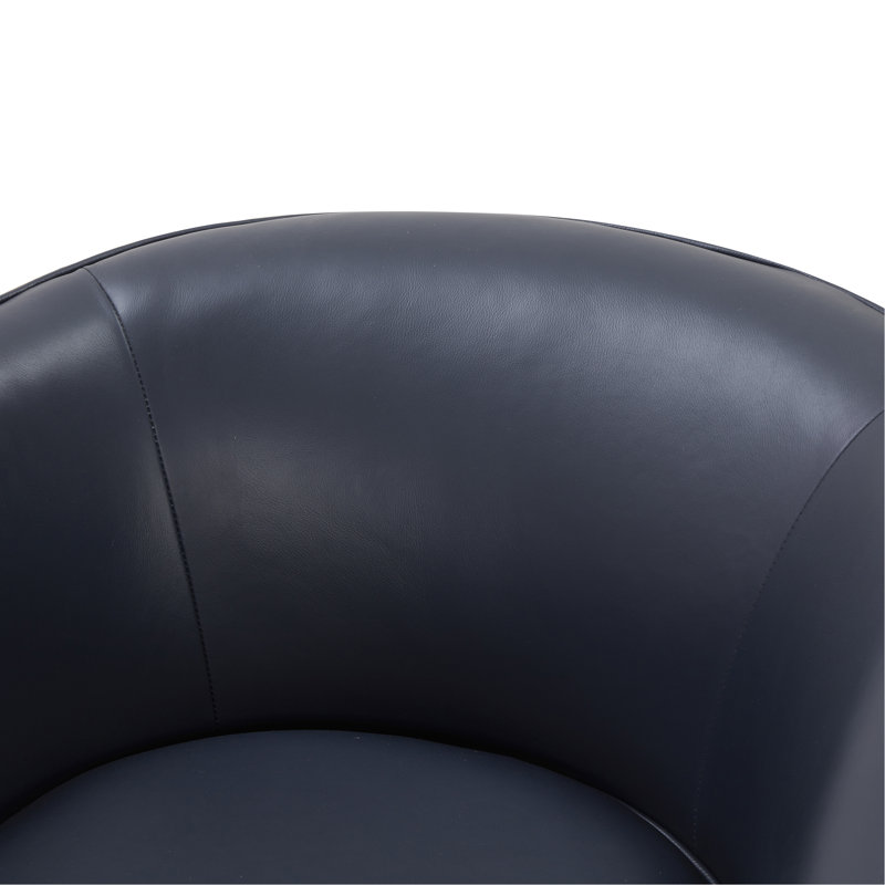 Chaise pivotante en cuir fleur, Bleu marine foncé