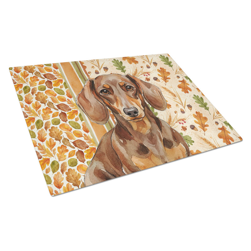 Planche à découper en verre chocolat et brun clair Dachshund Heirloom