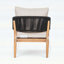 Fauteuil club de jardin en bois d'acacia, fabriqué à la main avec coussin beige et corde noire, ensemble de 2