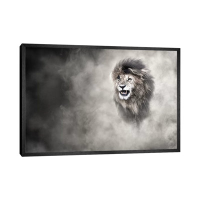 Vulnerable African Lion In The Dust by Susan Schmitz - Print on Canvas