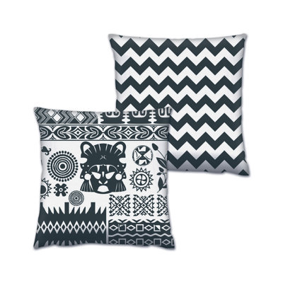 Premium Cushion Set (2 Pieces), 17.0 x 17.0 inches | 50% Cotton / 50% Polyester, Washable & Ironable | Soft Silicone Filling, Removable Covers with Concealed Zips | Ideal for Living Room & Outdoor Use
