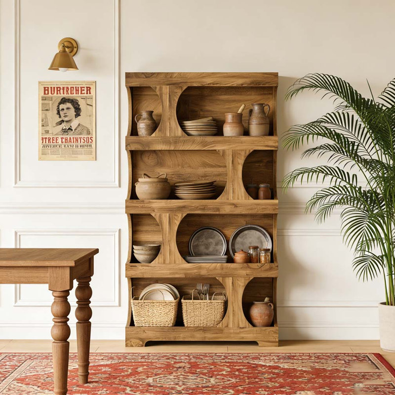 Bibliothèque de rangement en forme de S, Brun