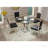 Modern Minimalist Round Dining Table Tempered Glass Mirror Surface Round Base