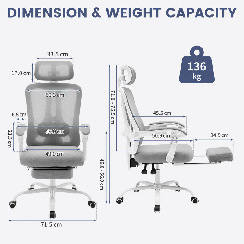 Rebrilliant Office Chair, Light Gray