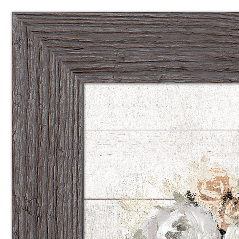 Fleurs de campagne française - peinture encadrée, gris, H 16 po x l 24 po x P 0,75 po