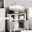 Armoire de salle de bain sous le lavabo, blanc, double porte, rangement compact, style,