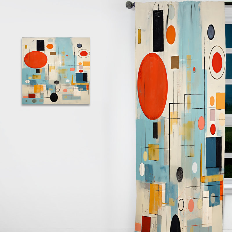 Arles - Rideau obscurcissant Mid-Century à motif abstrait - 1 panneau, L 52 po x L 84 po