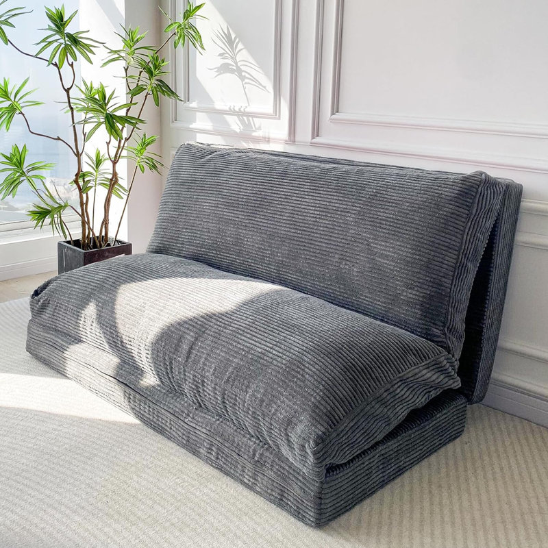 Canapé-lit Holly-Madison, Velours côtelé gris foncé , H 4,7 po x l 30 po x P 95 po