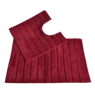 Linear Ribbed Two Piece Bath Mat Set