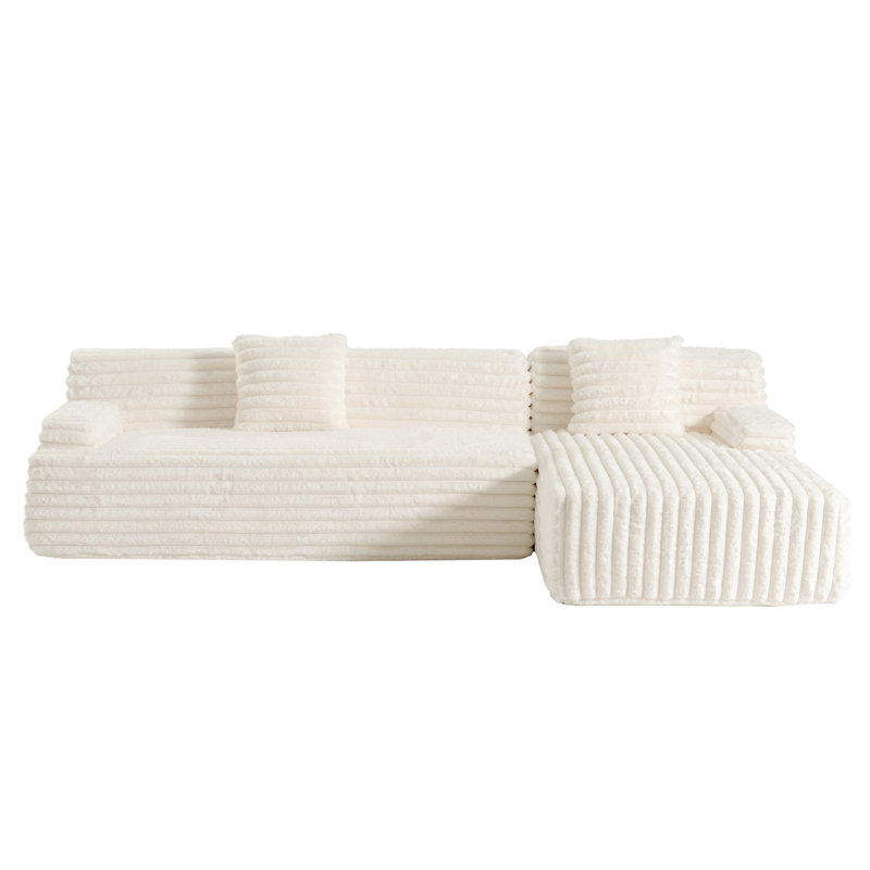 Canapé modulaire 110 po Cloud, Fausse fourrure beige