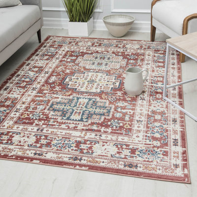 Fourche Oriental Red/Beige Area Rug