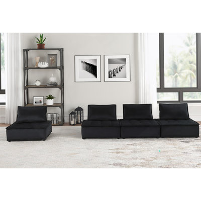 120-Inch Wide Velvet Modular Sofa Set With Four Configurable Pieces For Ultimate Comfort And Flexible Layouts.