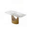 Table de salle à manger moderne de 63 po en pierre frittée pour 6 personnes avec base en métal incurvée en forme de U et coins arrondis-2013698865-2013698864