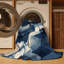 Tapis gris / bleu marine moderne et contemporain lavable à la machine Pauleta-1739265696