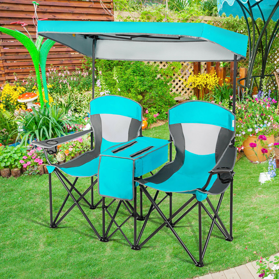Outdoor Portable Folding Camping Canopy Chairs with Cup Holder CASAINC