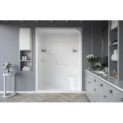 Madison 60" W x 84.5" H Framed Rectangle Shower Stall with Seat and Base Included