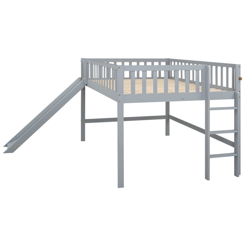 Lit mezzanine pour enfants Johiah, Gris, Lit double