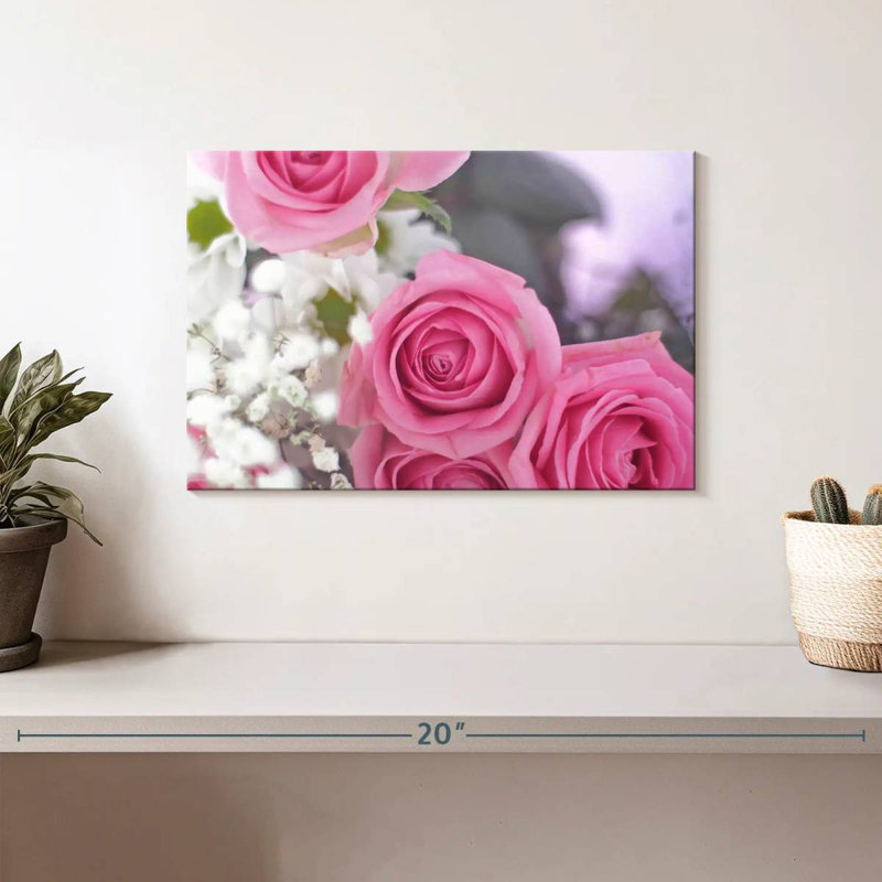 Harnek en fleurs rose clair, H 8 po x l 12 po