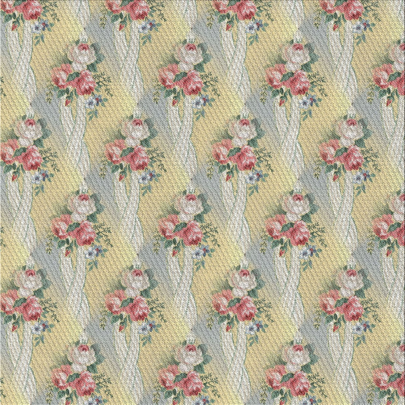 Tapis rouge à motif floral Lilly-Grace, Carré 7 pi