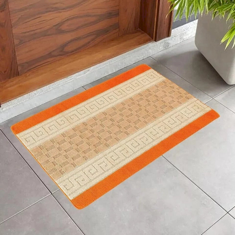 Non-Slip Orange Indoor Area Rug – Washable Large & Small Door Mat, Hallway, Bedroom & Kitchen Floor Mat, Rectangle 80 x 300cm