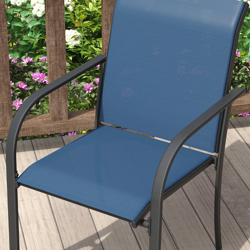 Outdoor Stackable PVC-coated polyester Dining Chair, Blue