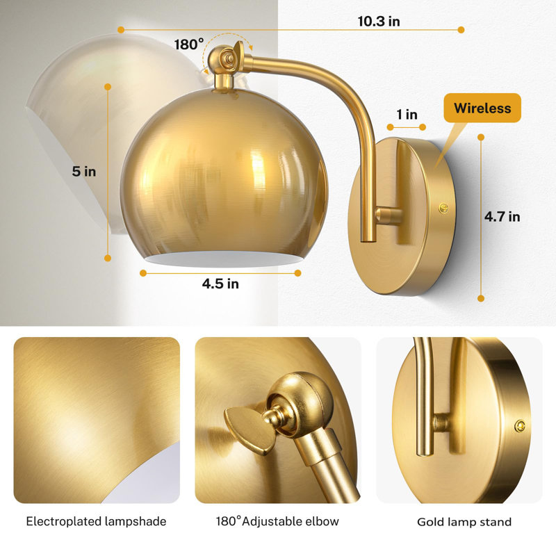 Quame Iron LED Wall Sconces, Gold