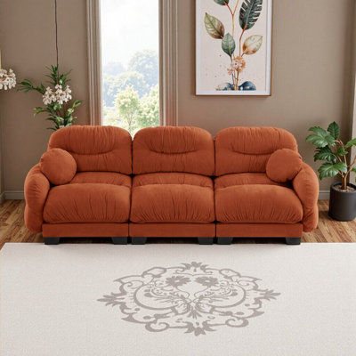 Canapé ergonomique moelleux en chenille 3 places avec dossier plissé