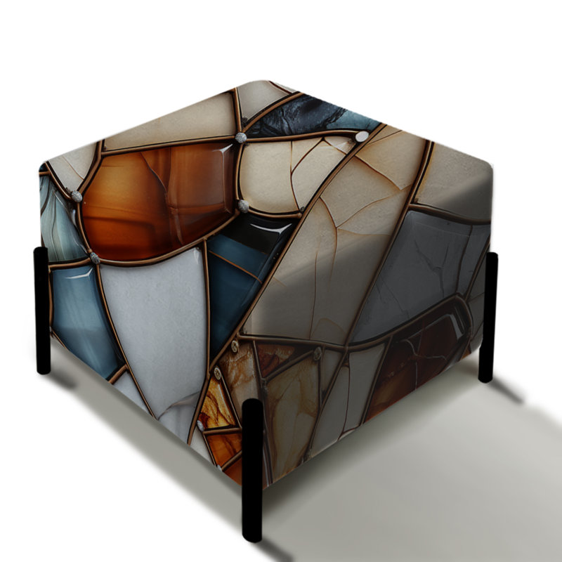 Earth Tones Marble Mosaic Elegance - Repose-pieds carré en marbre