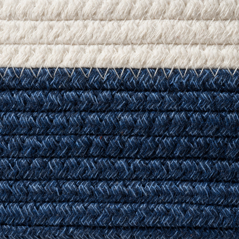 Cot Fabric Box - Set of 3, Blue/White