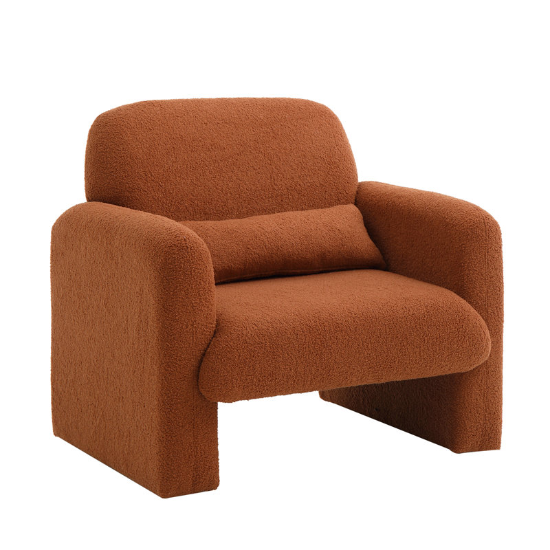 Minimalist Comfy Upholstered Accent Chair Single Sofa Chair For Living Room, Dark Rust