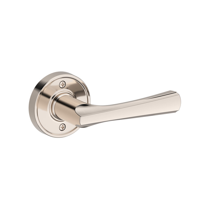 Wyndcliff Passage Lever with Recessed Round Rose in Venetian Bronze, Polished Nickel