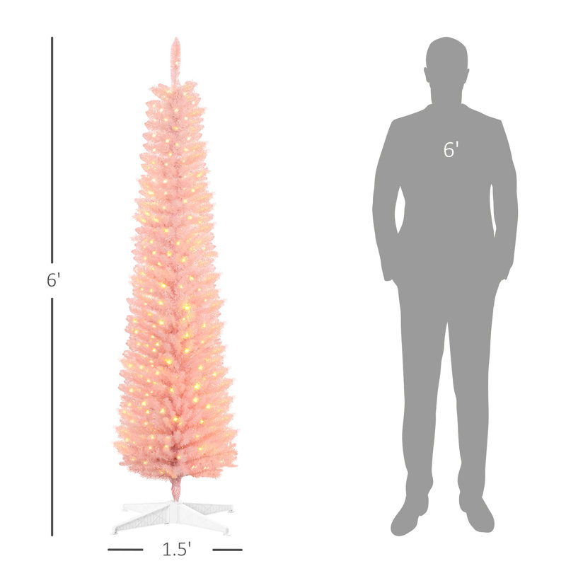 Grand arbre de Noël rose de 6 pi avec 360 ornements de branches et 200 caractéristiques