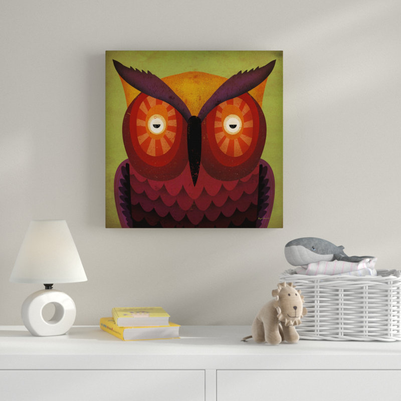« hibou wow ii », art sur toile, H 18 po x l 18 po x P 2 po