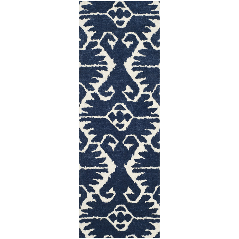 Tapis ikat en laine touffeté à la main Kouerga bHand, Tapis de couloir 2 pi 3 po x 9 pi