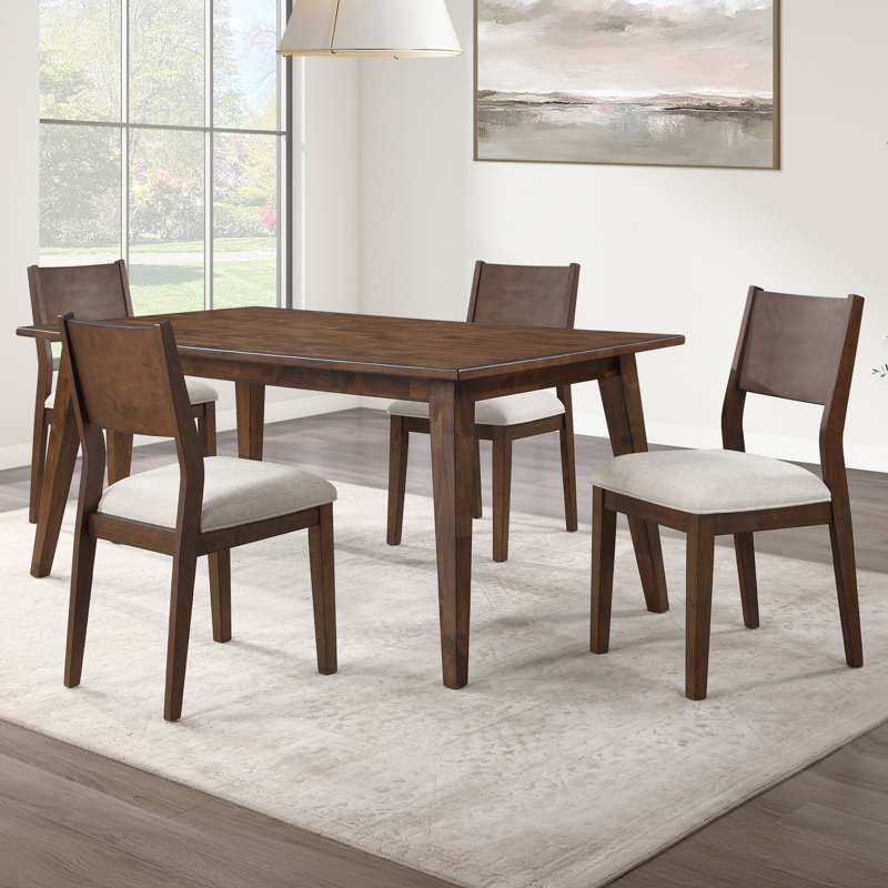 Tariel 72" Solid Wood Dining Set, 5 Pieces: Table, 4 Chairs