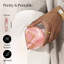 Pataricia Compact Makeup Mirror with LED Light, Rechargeable, 10x/1x Magnifying, 4” Wide Mirror for Purse (Marble Rosè)